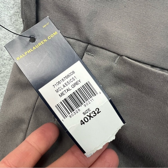 Polo Ralph Lauren Pants Mens 40x32 Light Gray Stretch Classic Fit Flat Front NWT - Picture 10 of 13